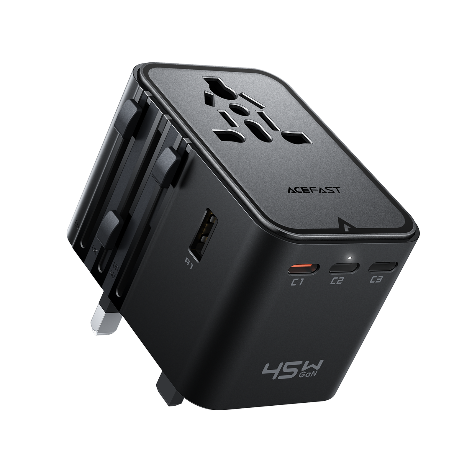 ACEFAST MULTIFUNCTIONAL UNIVERSAL TRAVEL/TOURIST ADAPTER WITH 2 USB & 3 TYPE-C OUTPUT Z8