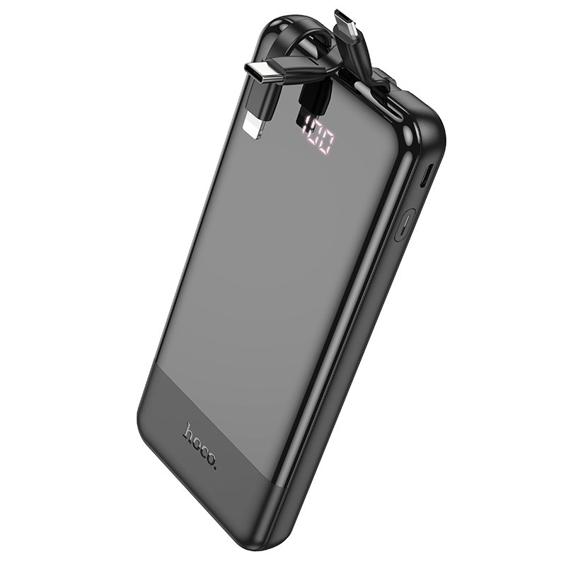 HOCO DIGITAL DISPLAY POWER BANK WITH 3 BUILT-IN CABLES 10000MAH BLACK J114