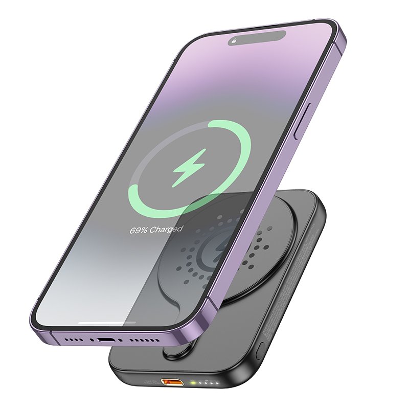 HOCO MAGNETIC WIRELESS CHARGING POWER BANK 5000MAH BLACK J117