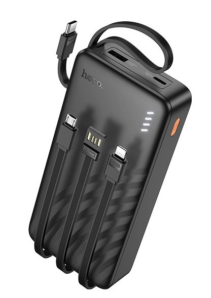 HOCO NIGHT TIDE POWER BANK WITH 4 BUILT-IN CABLES 20000MAH BLACK J146A