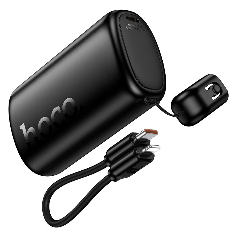 HOCO PD20W MINI POWER BANK WITH BIDIRECTIONAL TYPE-C & IP CABLE 10000MAH (BLACK) Q50