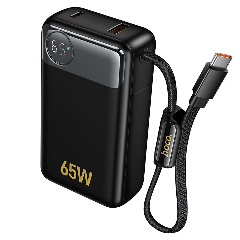 HOCO PD65W MINI POWER BANK WITH BUILTIN-IN TYPE-C WIRE 12000MAH (BLACK) Q53