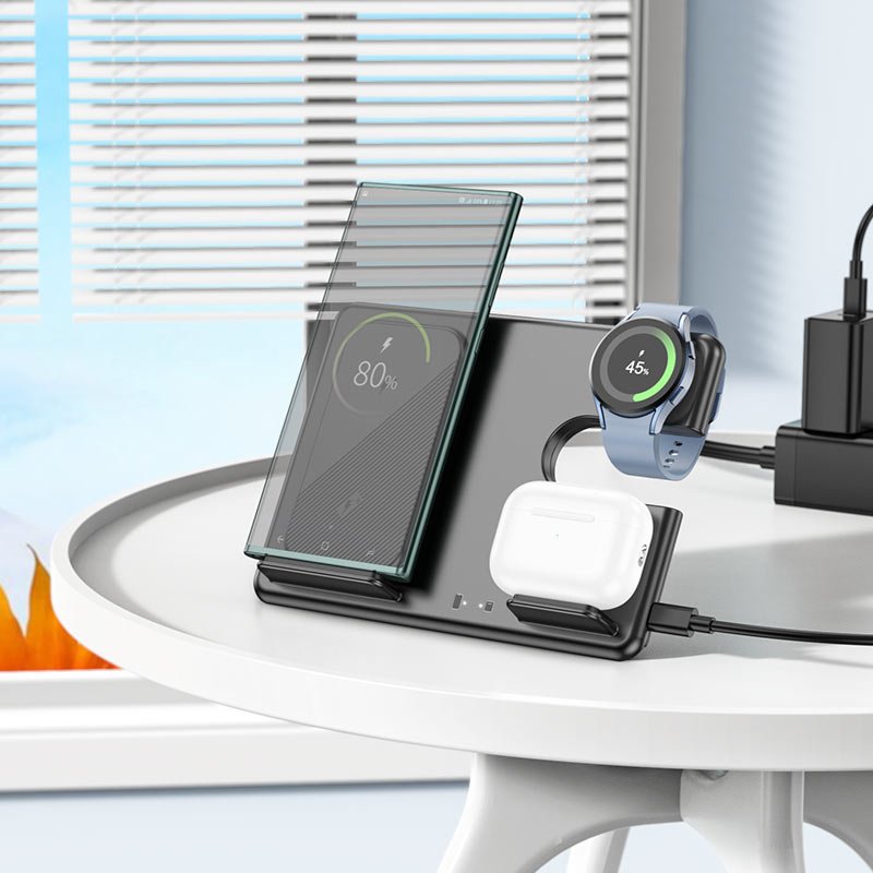 HOCO 3-IN-1 WIRELESS CHARGING FOLDABLE DESKTOP STAND (SAMSUNG) 15W CQ2