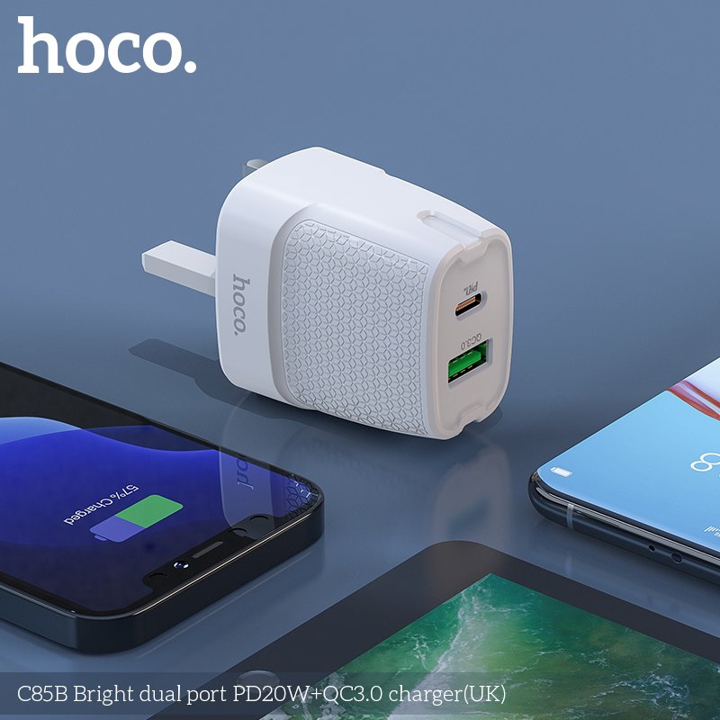HOCO BRIGHT DUAL PORT QUICK CHARGER PD20 C85B