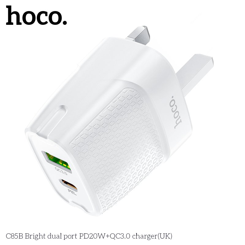 HOCO BRIGHT DUAL PORT QUICK CHARGER PD20 C85B