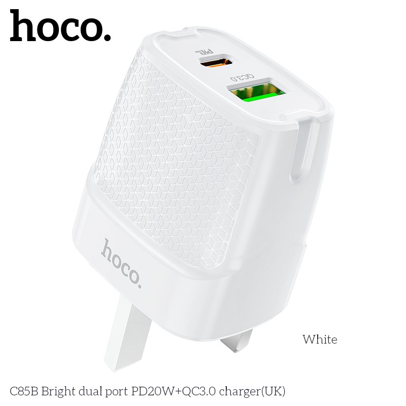 HOCO BRIGHT DUAL PORT QUICK CHARGER PD20 C85B