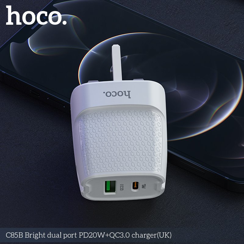 HOCO BRIGHT DUAL PORT QUICK CHARGER PD20 C85B
