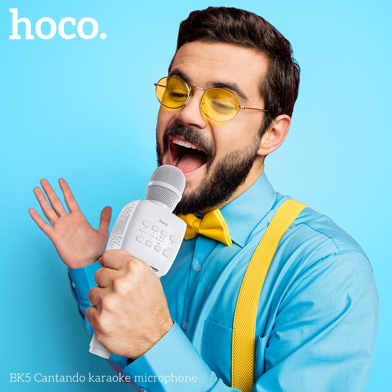 HOCO CANTANDO KARAOKE MICROPHONE WHITE BK5