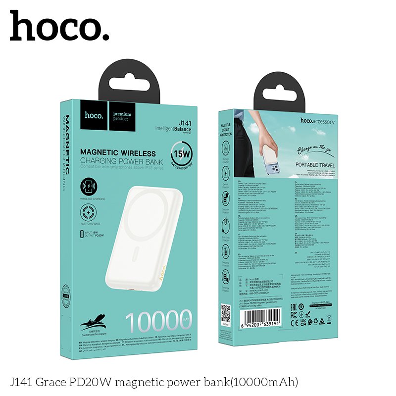 HOCO GRACE PD20 MAGNETIC WIRELESS POWER BANK (10000mah) J141