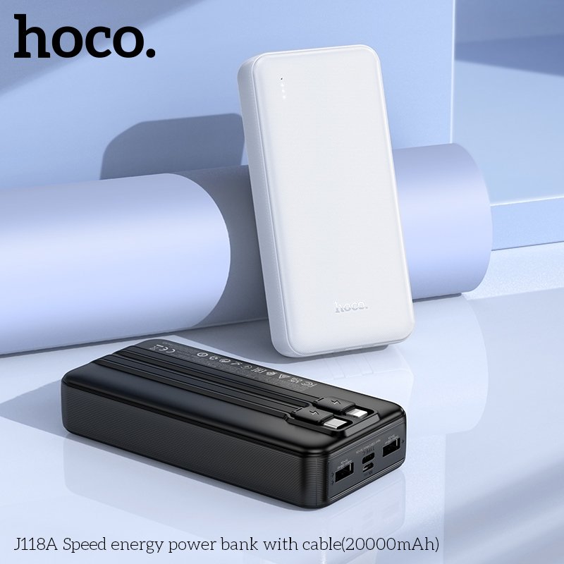 HOCO LARGE CAPACITY POWER BANK WITH BUILT-IN CABLES (20000mah) J118A