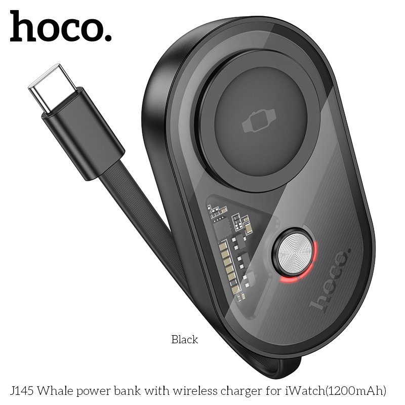 HOCO MINI POWER BANK 2-IN-1 WIRELESS CHARGER WITH USB-C CABLE (1200mah)J145