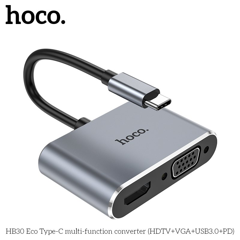 HOCO MULTIFUNCTIONAL ADAPTER TYPE-C TO(HDTV+VGA+US83.0+PD) HB30