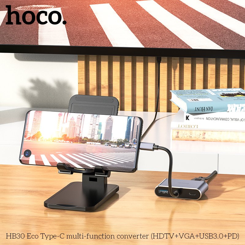 HOCO MULTIFUNCTIONAL ADAPTER TYPE-C TO(HDTV+VGA+US83.0+PD) HB30