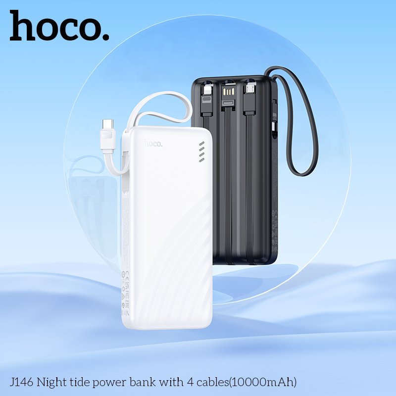 HOCO NIGHT TIDE WITH 4 CABLES POWER BANK (10000mah) J146