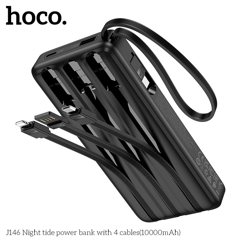 HOCO NIGHT TIDE WITH 4 CABLES POWER BANK (10000mah) J146