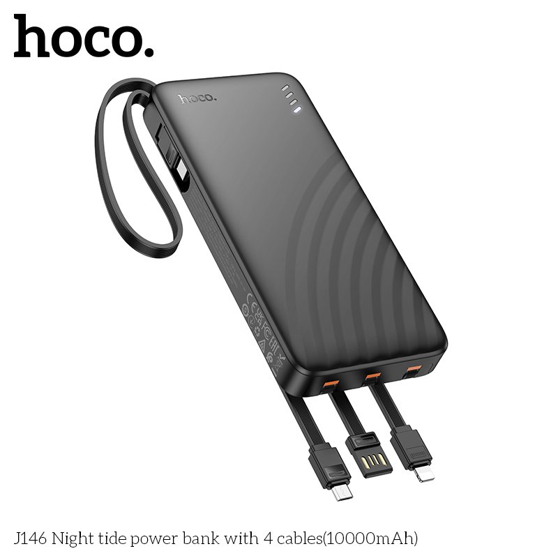HOCO NIGHT TIDE WITH 4 CABLES POWER BANK (10000mah) J146
