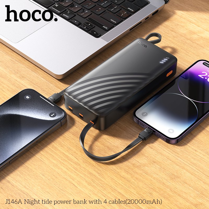 HOCO NIGHT TIDE WITH 4 CABLES POWER BANK (20000mah) J146A