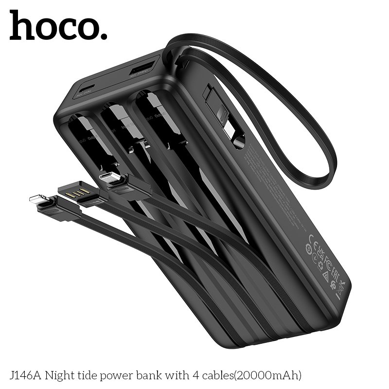 HOCO NIGHT TIDE WITH 4 CABLES POWER BANK (20000mah) J146A