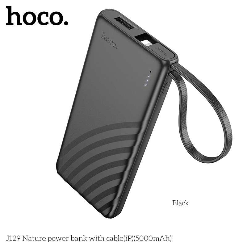 HOCO PALM SIZE POWER BANK WITH IPHONE CABLE (5000mah) J129