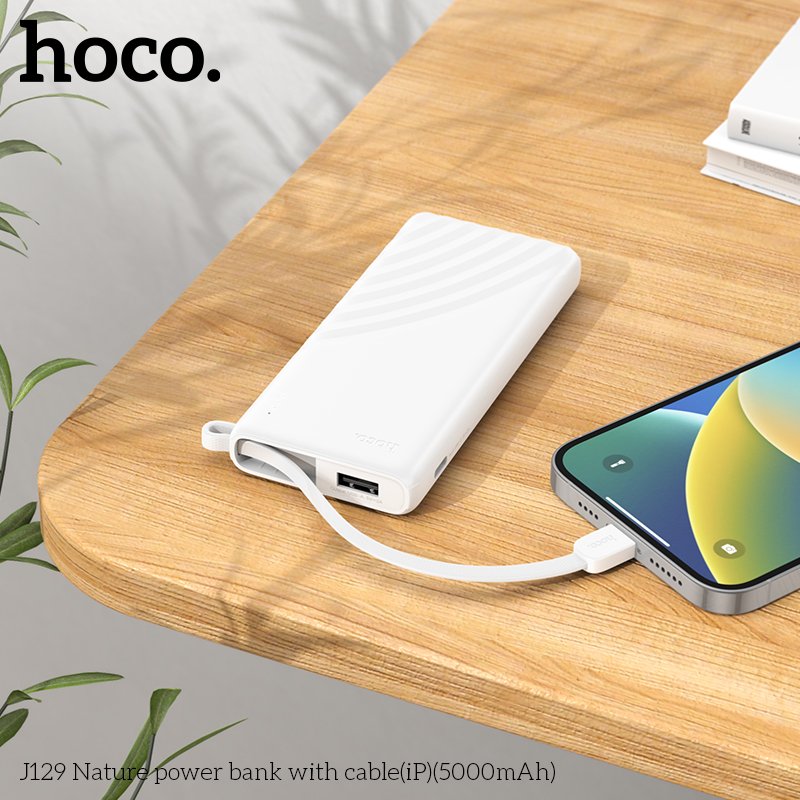 HOCO PALM SIZE POWER BANK WITH IPHONE CABLE (5000mah) J129
