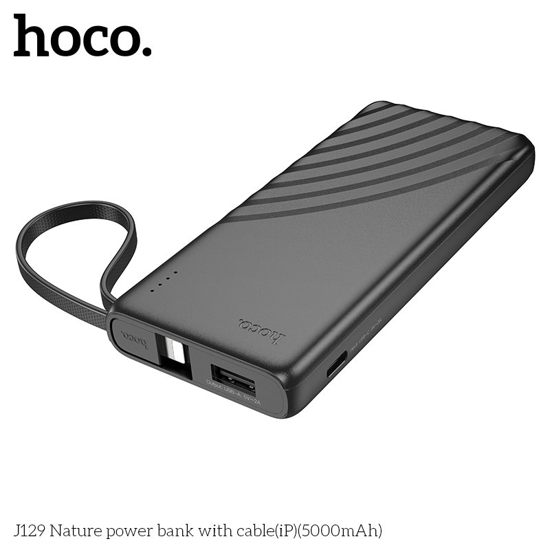 HOCO PALM SIZE POWER BANK WITH IPHONE CABLE (5000mah) J129