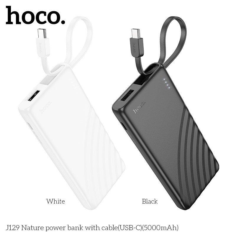 HOCO PALM SIZE POWER BANK WITH TYPE-C CABLE (5000mah) J129