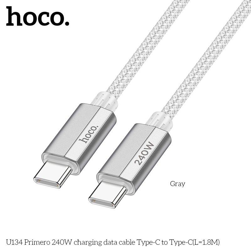 HOCO PRIMERO FAST CHARGING BRAIDED TYPE-C TO TYPE-C CHARGING DATA CABLE 240W 1.8M U134