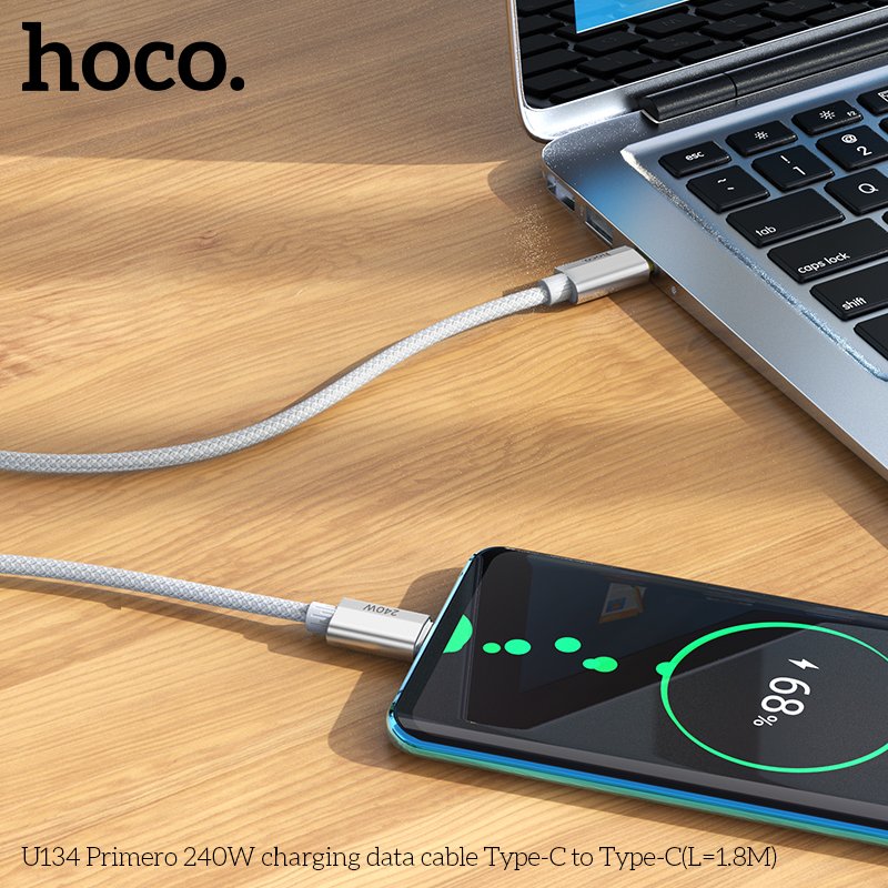 HOCO PRIMERO FAST CHARGING BRAIDED TYPE-C TO TYPE-C CHARGING DATA CABLE 240W 1.8M U134