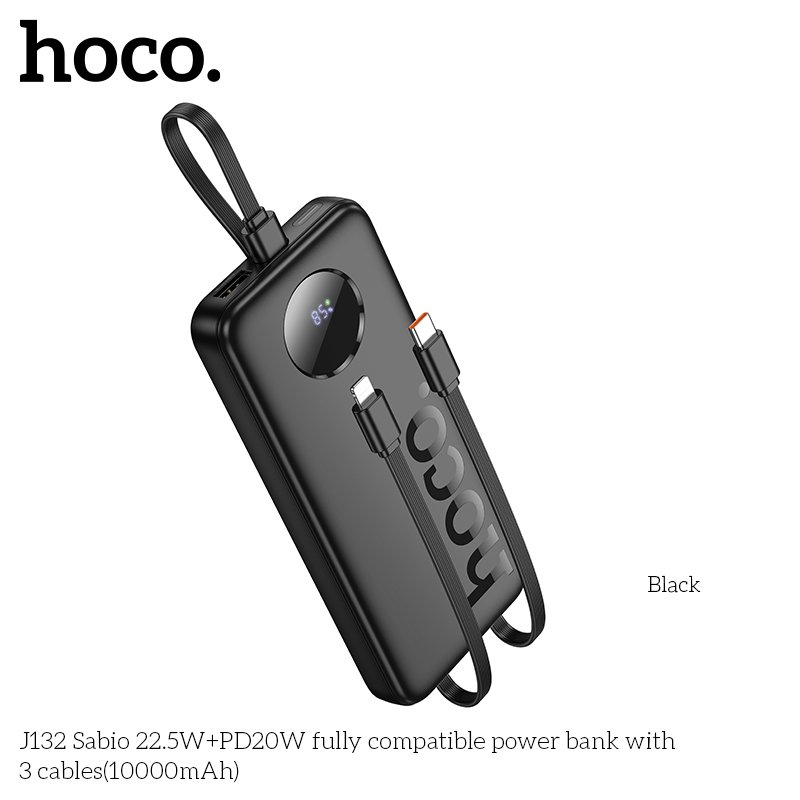 HOCO SABIO 22.5+PD20W POWER BANK WITH BUILT-IN 3 CABLES (10000mah) J132