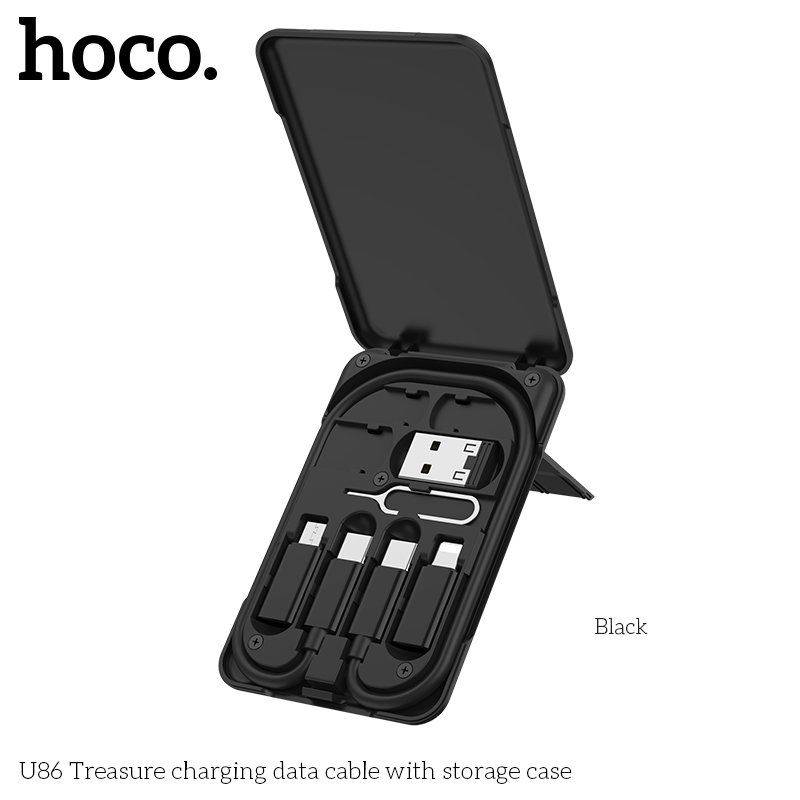 HOCO TREASURE VERSATILE PORTABLE CHARGING DATA CABLE WITH STORAGE CASE U86