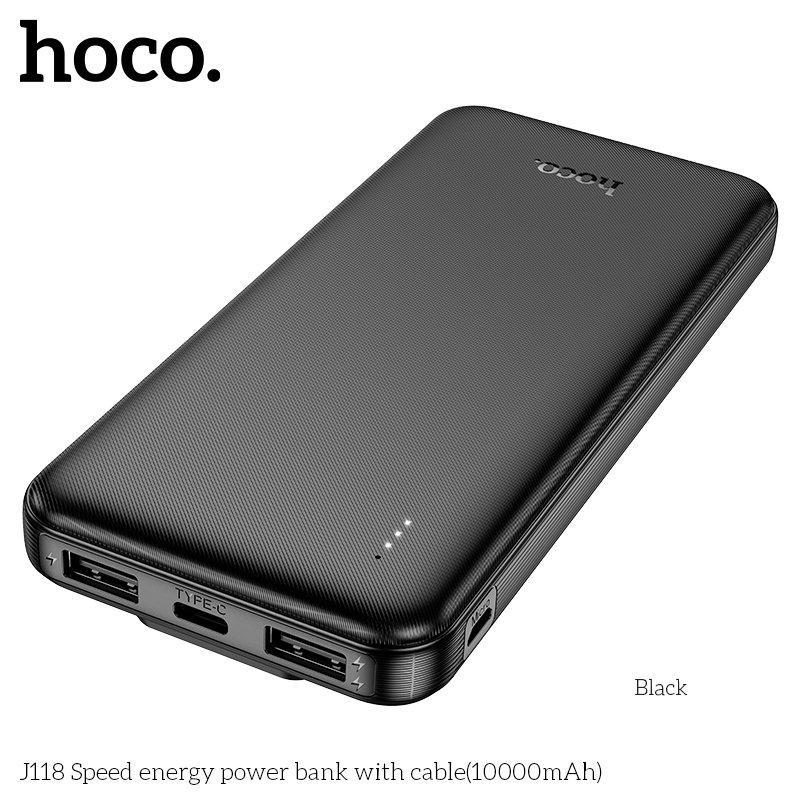 HOCO ULTRA THIN POWER BANK WITH BUILT-IN CABLES (10000mah) J118