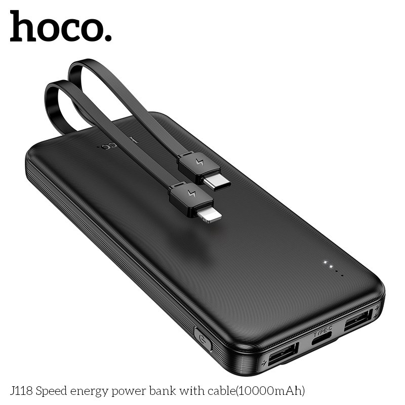HOCO ULTRA THIN POWER BANK WITH BUILT-IN CABLES (10000mah) J118