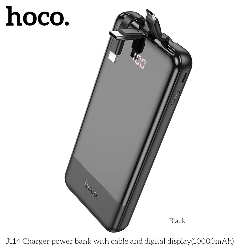HOCO ULTRA THIN POWER BANK WITH CABLES AND DIGITAL DISPLAY (10000MAH) J114