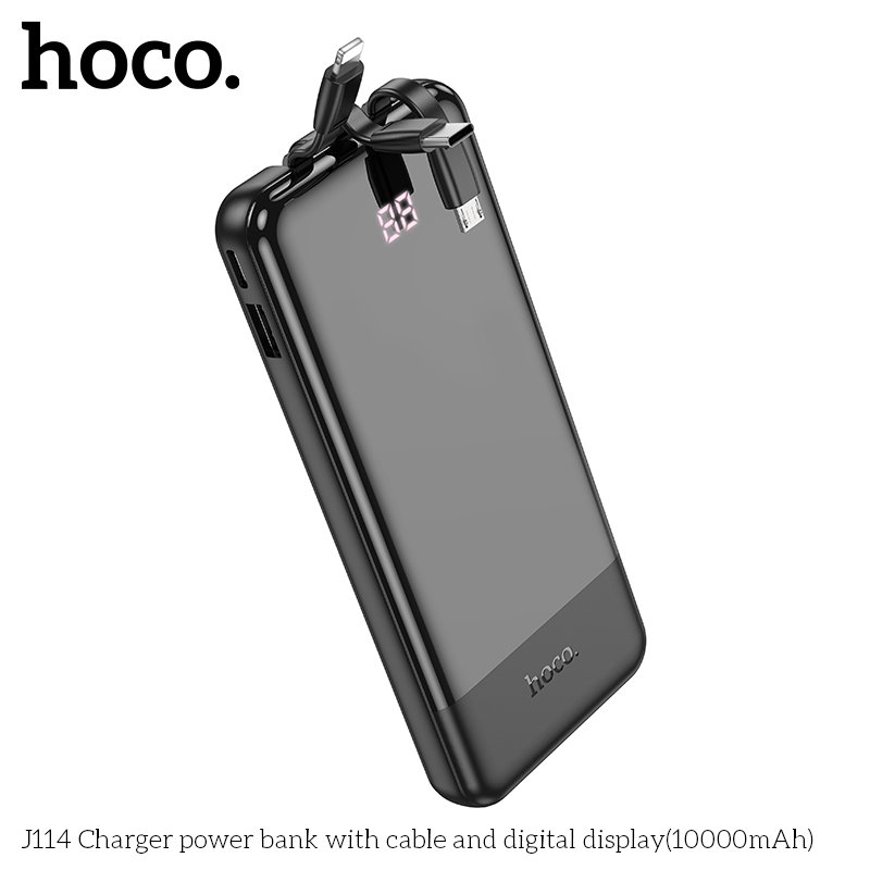 HOCO ULTRA THIN POWER BANK WITH CABLES AND DIGITAL DISPLAY (10000MAH) J114