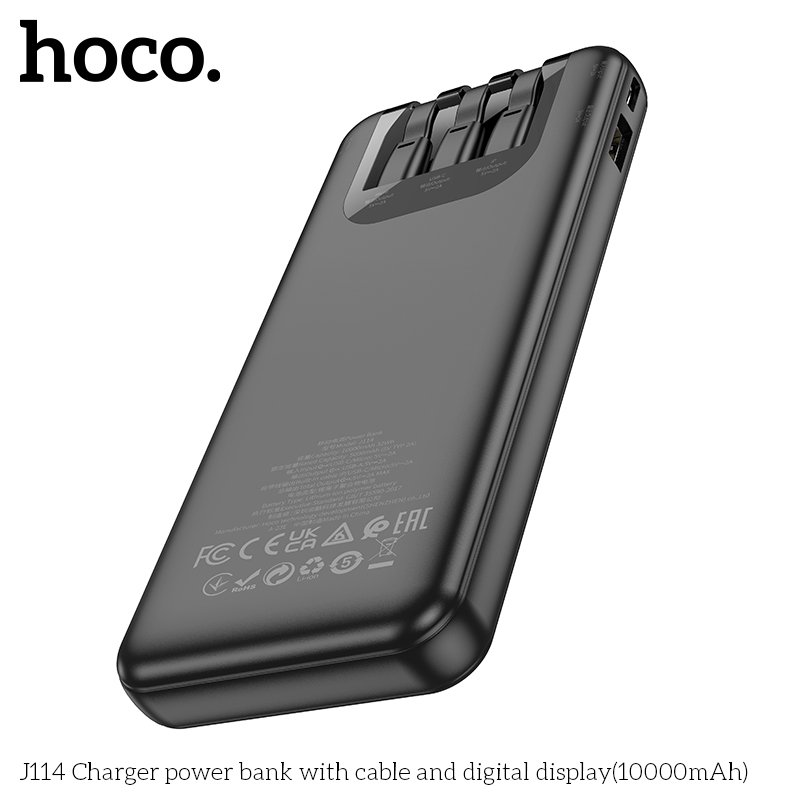 HOCO ULTRA THIN POWER BANK WITH CABLES AND DIGITAL DISPLAY (10000MAH) J114