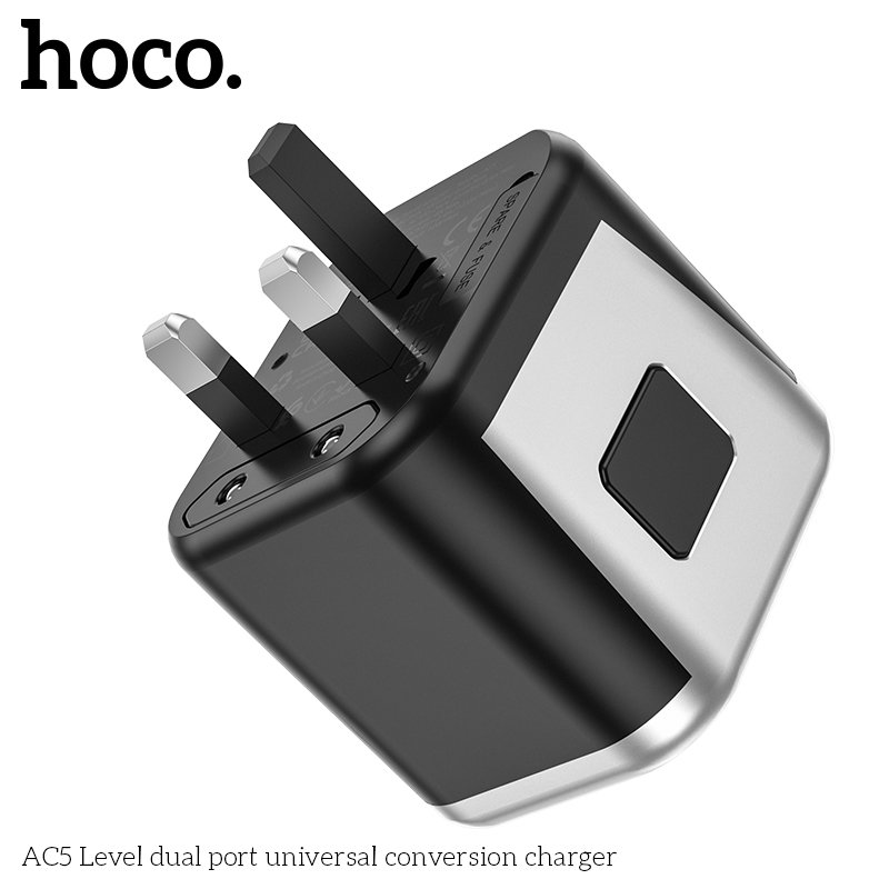 HOCO UNIVERSAL TRAVEL ADAPTER 2USB + 1 SOCKET CONVERSION CHARGER 12W AC5