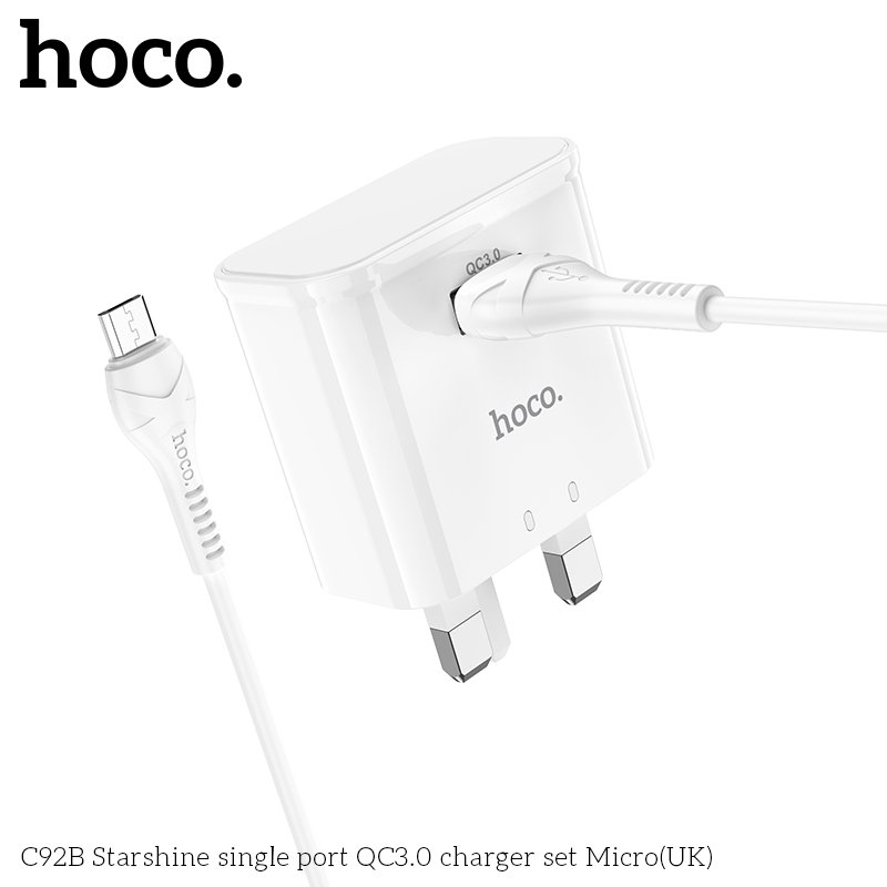 HOCO USB SINGLE PORT QUICK CHARGER SET MICRO 18W C92B