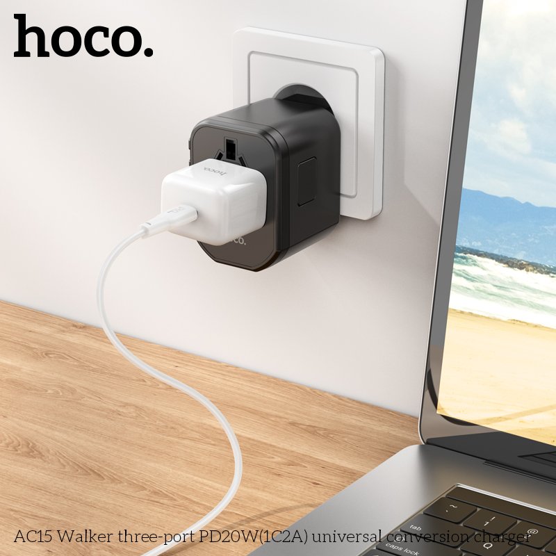 HOCO WORLDWIDE TRAVEL ADAPTER PD20W+QC3.0 UNIVERSAL CONVERSION CHARGER AC15