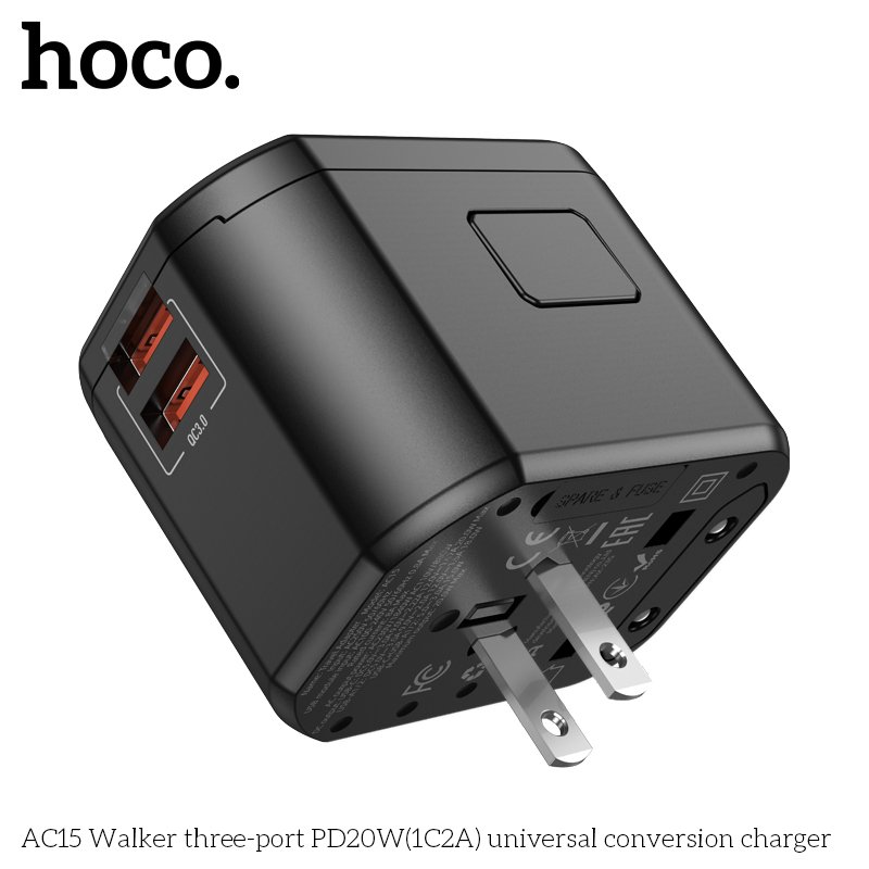 HOCO WORLDWIDE TRAVEL ADAPTER PD20W+QC3.0 UNIVERSAL CONVERSION CHARGER AC15