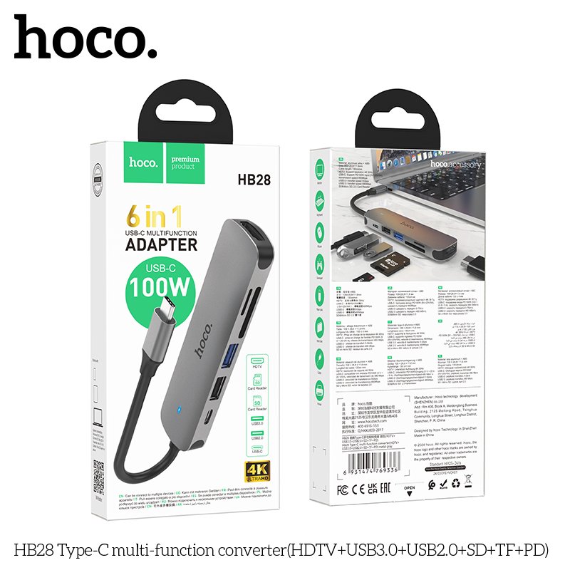 HOCO 6 in 1 USB.C MULTIFUNCTION ADAPTER HB28